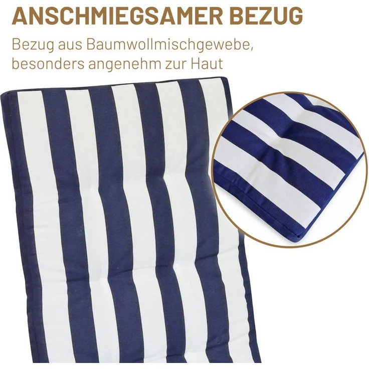Herlag Hockerauflage Mia, Sitzauflage Hocker 50x50x5cm Blau Gestreift – Bild 4