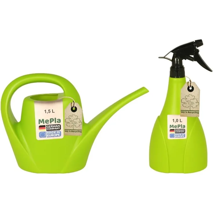 Heimwerkercenter Übertopf MePla - Set Kunststoff Gießkanne 1,5l Indoor + Sprüher 1,0l lemongrün
