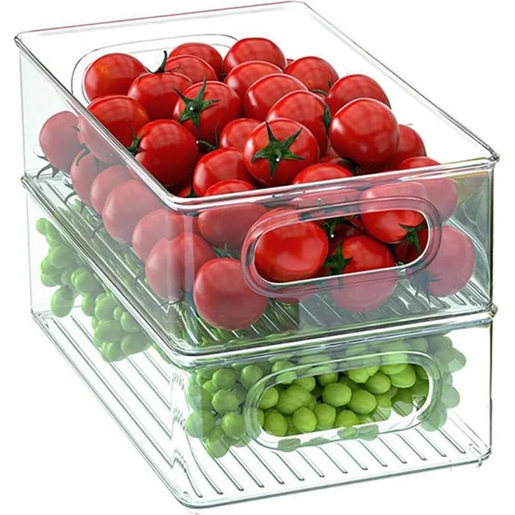 TUWENA Aufbewahrungsbox Kühlschrank Organizer Set mit Griff, Stapelbare Aufbewahrungsbox, Aufbewahrung Boxen für Küchen, Schränke, Gefrierschrank - BPA Frei – Bild 5