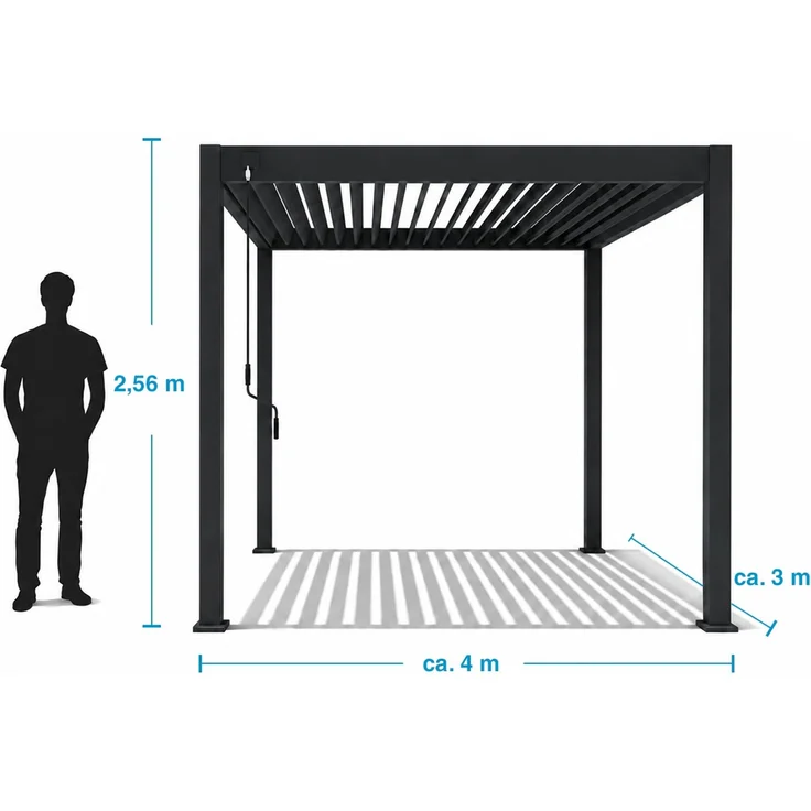 Weide Classic | Pergola Aluminium freistehend | 3 x 4 M | Lamellendach anthrazit – Bild 8