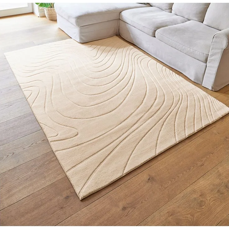 Andiamo Teppich Dale, rechteckig, Höhe: 10 mm, Uni Farben, Hoch-Tief-Struktur, Carving-Effekt, Wohnzimmer