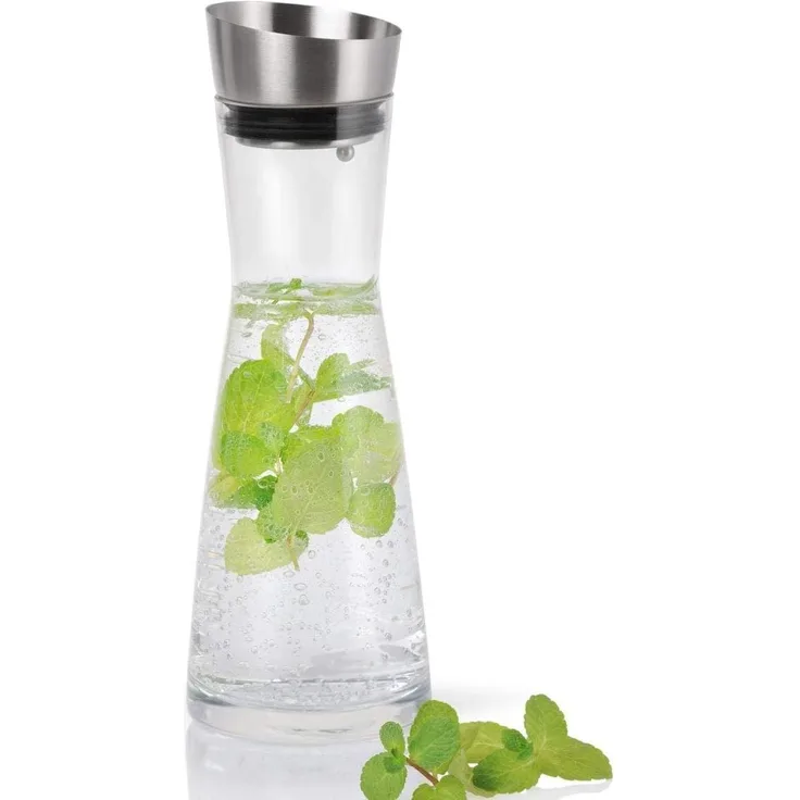 Blomus Wasserkaraffe Aldoa, Dekanter, Glaskaraffe, Karaffe, mit Deckel, 0,9 l, 63169
