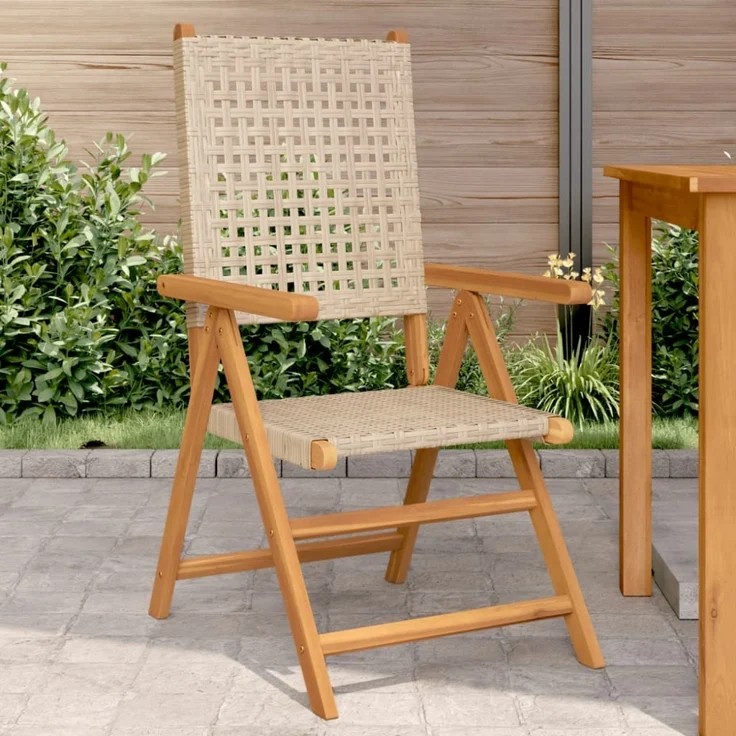 vidaXL Gartenstühle 2 Stk. Beige Massivholz Akazie und Poly Rattan 367653 – Bild 1