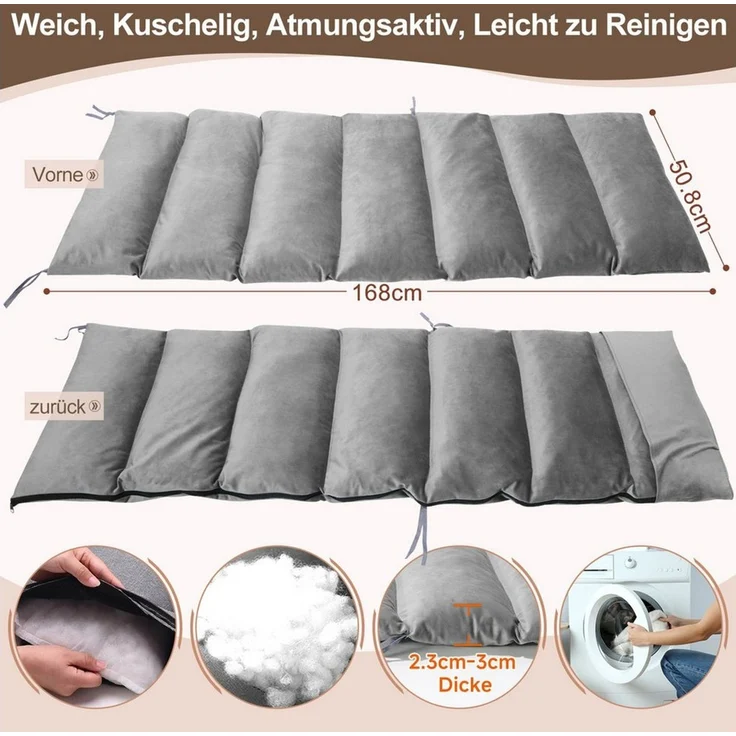 Meulbaty Klappstuhl 200KG Belastbar Klappbar Liegestuhl mit Auflage, Sitzen (2.3-3cm Matratze, 1 St), für Wohnzimmer, Balkon, Strand oder Pool – Bild 3