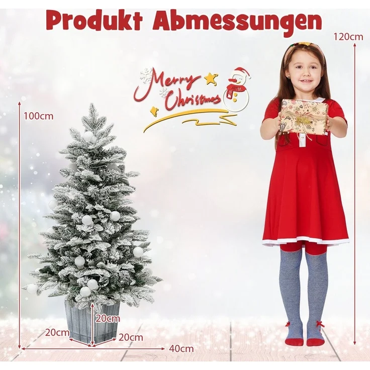 COSTWAY Künstlicher Weihnachtsbaum, 100cm, 80 mehrfarbige LEDs, 148 Spitzen – Bild 2