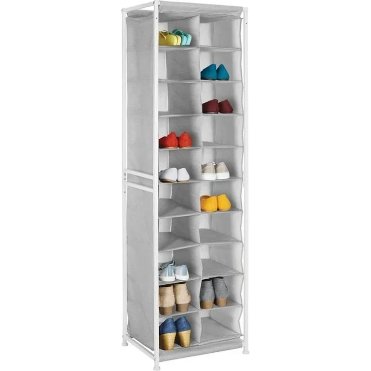 Schuhregal Schuhschrank Schuhablage mit Metallrahmen mDesign 20 Fächer grau – Bild 9