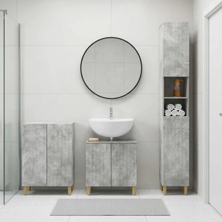 vidaXL 3-teiliges Badezimmer-Schranksystem ARNHEM Betongrau 3417444