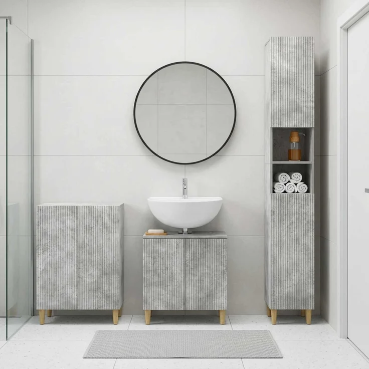 vidaXL 3-teiliges Badezimmer-Schranksystem ARNHEM Betongrau 3417444 – Bild 1