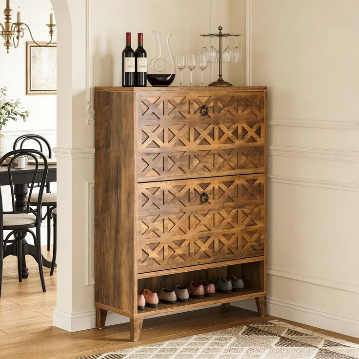 Geräumigen Schuhschrank,Schuhschrank-Organizer,Schränke(nur Schuhschrank)--Braun--80x24x110cm--YOUDENOVA – Bild 4