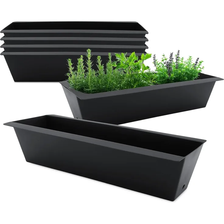 Spetebo Pflanzeinsatz 6er Kunststoff Europaletten Pflanzkasen anthrazit (Set, 6 St, Pflanzkasten), Blumenkasten zum Einhängen in Paletten