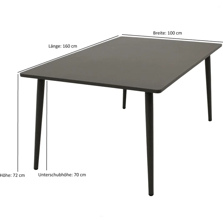 DEGAMO DENVER Gartentisch, Stahl, anthrazit, 160x90cm – Bild 4