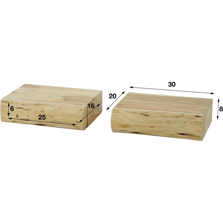 Nachttisch Trinibula aus massiver Akazie, modern, 1 Schublade, natur, 2er-Set, 30 cm – Bild 5