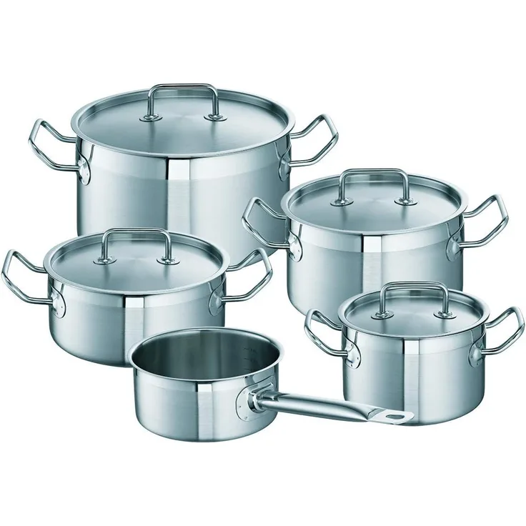Schulte-Ufer Profi-Line i Meister-Topfset, 5-tlg, Kochtopf, Bratentopf, Töpfe, Edelstahl, Set 481