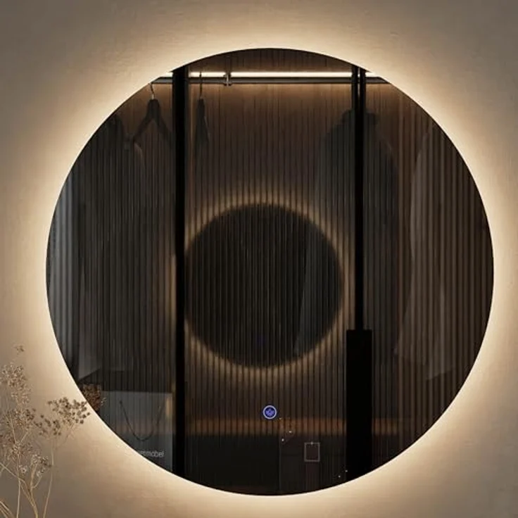 Planetmöbel Dekospiegel NOVA, runder Wandspiegel mit LED-Beleuchtung, Touch-Funktion, dimmbar, 60 cm, 4200K – Bild 1