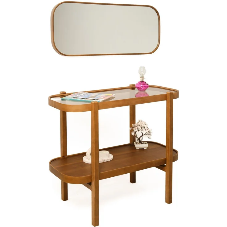 Skye Decor 'Alaska Set - Walnut' Kommode mit Spiegel (2-teilig), Walnuss, 103 x 85 x 42 cm – Bild 2