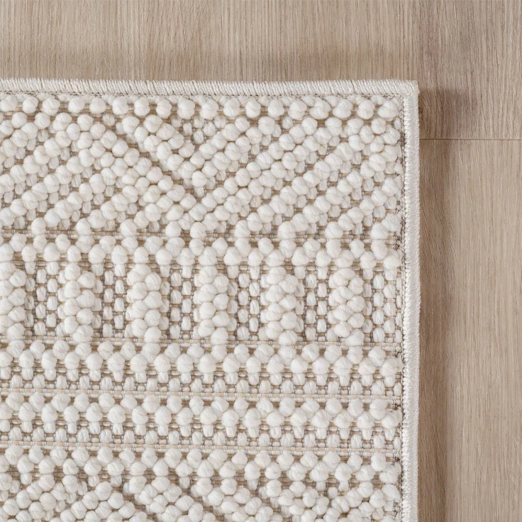 Kurzflor Teppich Helix 2202, Läufer - 60 x 110 cm - Creme – Bild 4
