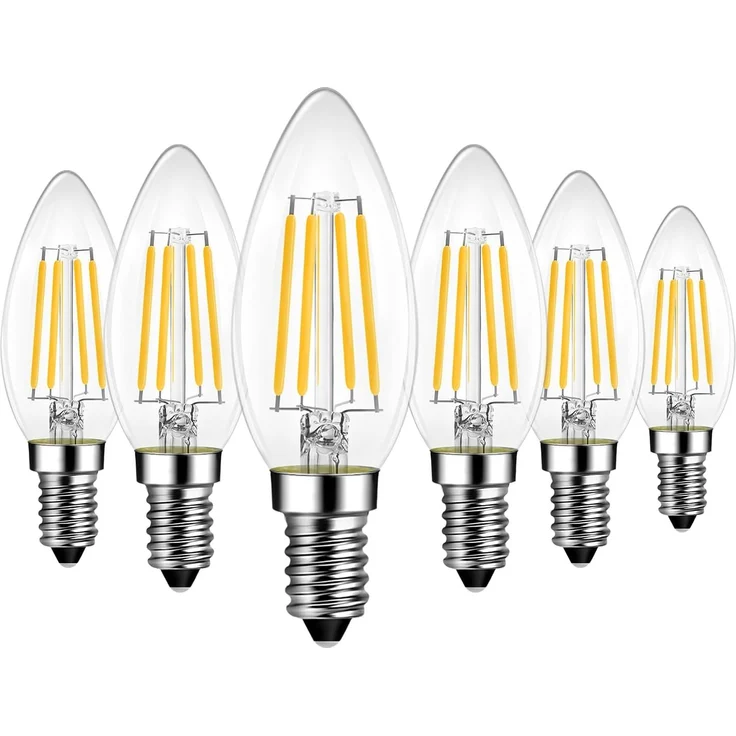 LVWIT E14 LED Warmweiß 7W, Kerzenlampe für Kronleuchter, Filament Glühbirne Kerzeform E14 1055LM 2700K, ersetzt 75W Halogenlampen, Classic Glühfaden, Nicht Dimmbar, 6er Pack – Bild 1