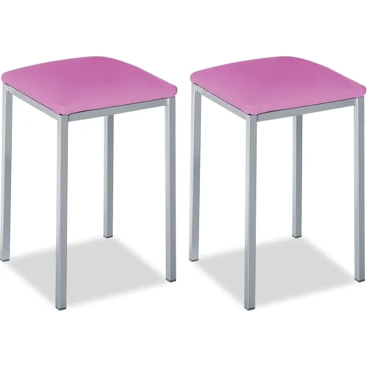 ASTIMESA Zwei Küchenhocker, quadratisch, Kunstleder, Rosa, Sitzhöhe 45 cm.