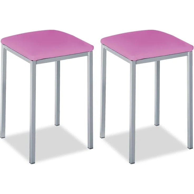 ASTIMESA Zwei Küchenhocker, quadratisch, Kunstleder, Rosa, Sitzhöhe 45 cm. – Bild 1