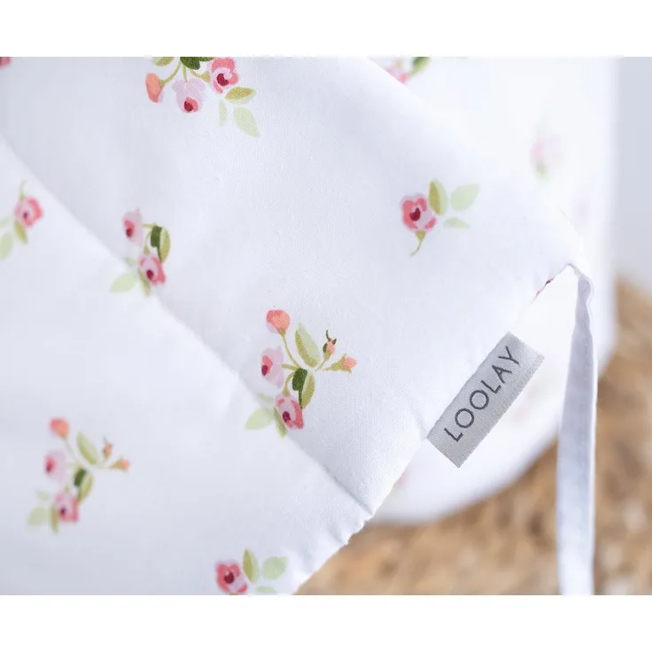 Loolay Bettnestchen ROSE Weiß BIO-Baumwolle Atmungsaktives Babybett BETTUMRANDUNG, (Modern GECHENK Ausstattung Erstausstattung für Neugeborene Mädchen, Umrandung Kopfschutz Bett Schutz Bettschlange 420, 360, 210, 180x30cm), LOOLAY® - Europäische Stoffe...