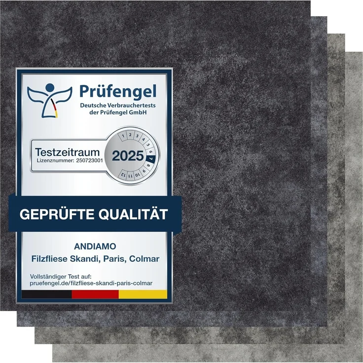 Andiamo Teppichfliese Colmar Nadelfilz, quadratisch, Höhe: 4 mm, 40x40 cm, selbstklebend, robust & strapazierfähig, 25 Stück (4 qm) – Bild 1