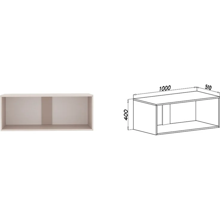 Marmex Möbel Tres Set-P/N Großer, hoher, offener Kleiderschrank mit Aufsatz, Einbauschrank über Eck mit Regalen und Kleiderstangen, laminierte Spanplatte, graubeige cashmere 190/111x246x51 cm – Bild 4
