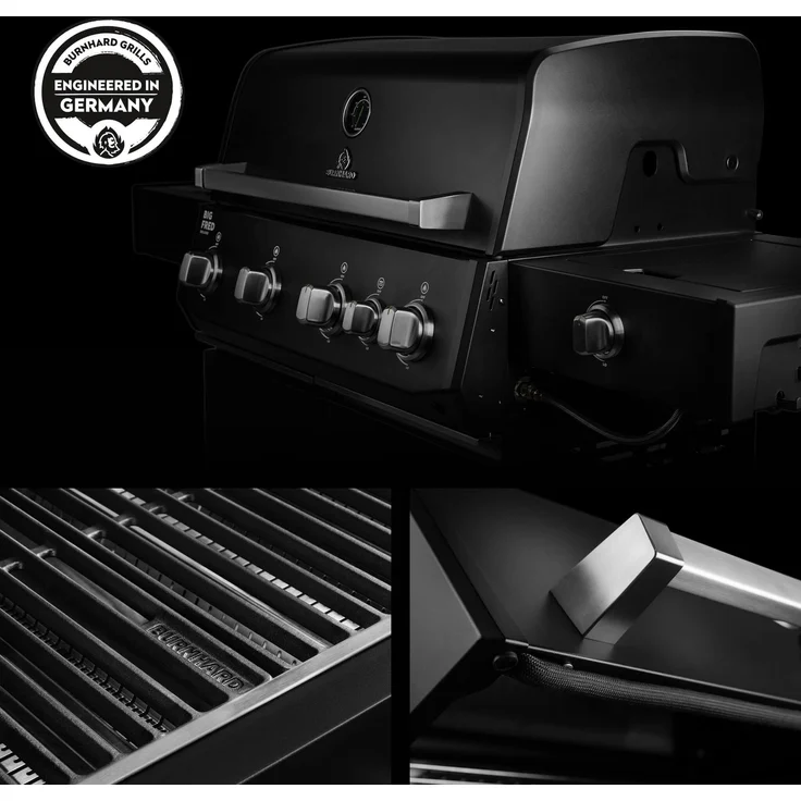 BURNHARD® 'Big FRED Deluxe' Gasgrill, 4-Brenner, Infrarot-Keramikbrenner, Heckbrenner, Seitenkochfeld, 70 × 41,5 cm Grillfläche – Bild 6