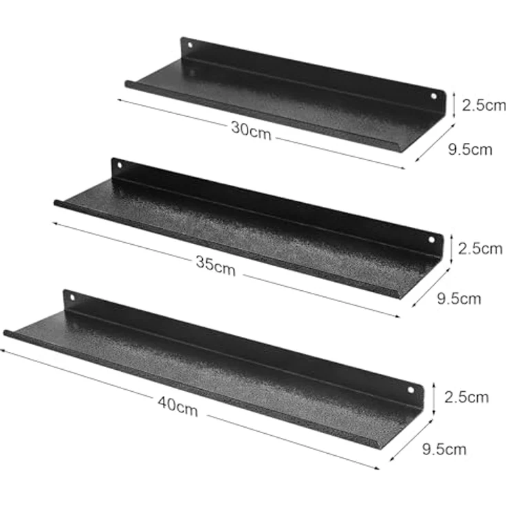 Uten Wandregal aus Metall, Schweberegal 3er Set,Länge 40/35/30 cm, Regale für Wände, für Dekos, Wohnzimmer, Badezimmer, Küche – Bild 4