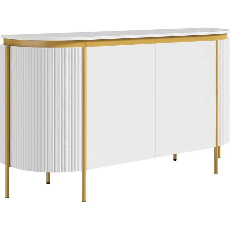 ZUBALIYA Sideboard 140x38x80 cm, mit 4 Türen, aus MDF, Weiß – Bild 20