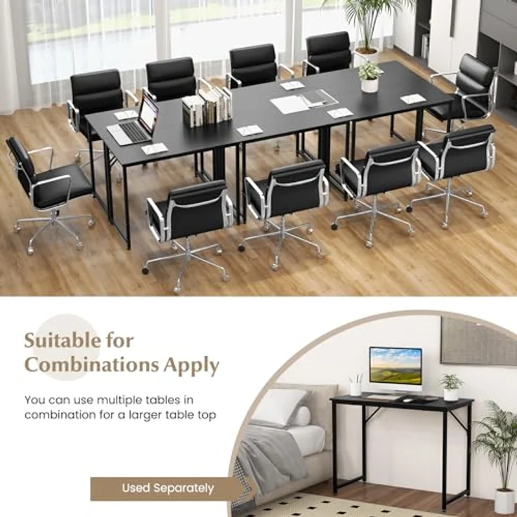 FANTASK Schreibtisch, Bürotisch 100-cm-Desktop, Kleiner Computertisch (Schwarz) – Bild 6