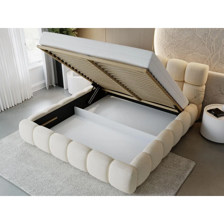 GrainGold Polsterbett mit Bettkästen MODO, Modern Bett mit Kopfteil - 180x200 cm, Beige (1x Bett) – Bild 6