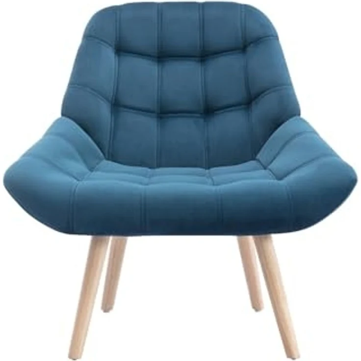 Vente-unique - LUOSTO - Sessel mit gerader Rückenlehne - Holz, Platte - Holz - Blaugrün - 87 x 79 x 83 cm – Bild 4