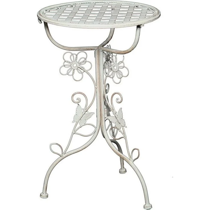 DESIGN DELIGHTS Beistelltisch VERSPIELTER BEISTELLTISCH "FLORA", Eisen, weiß, Gartentisch – Bild 3