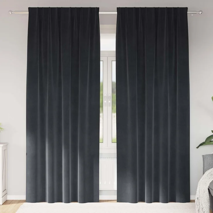vidaXL Vorhänge 2 stk. Dunkelgrau 140 x 260 cm Samt 4107232 – Bild 2