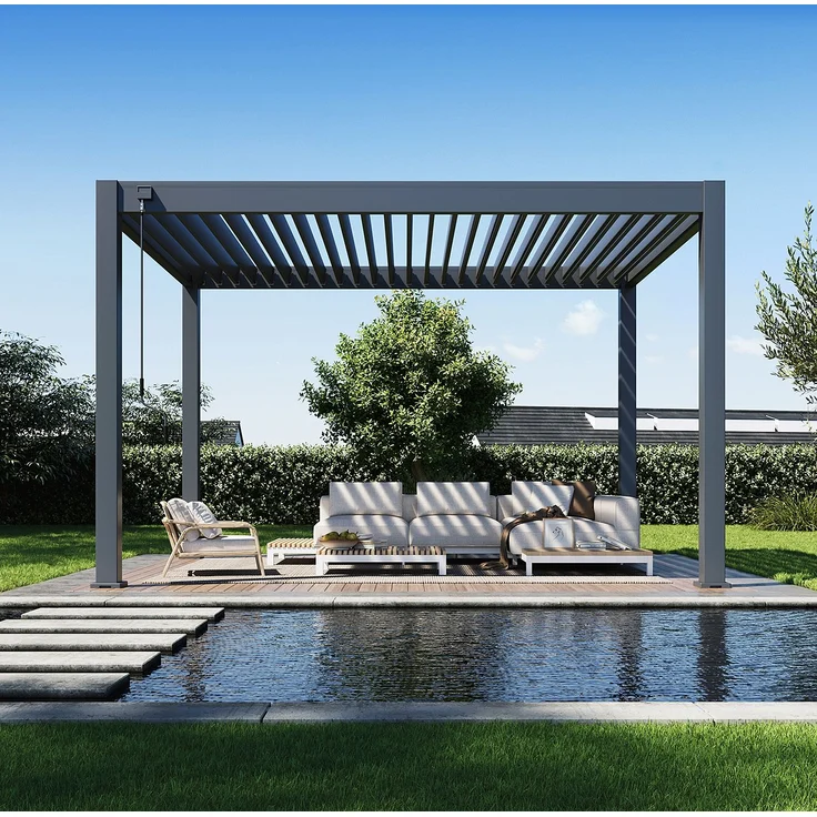 Weide Deluxe Plus Pergola Voll-Aluminium 3x4m mit Lamellendach freistehend anthrazit – Bild 4