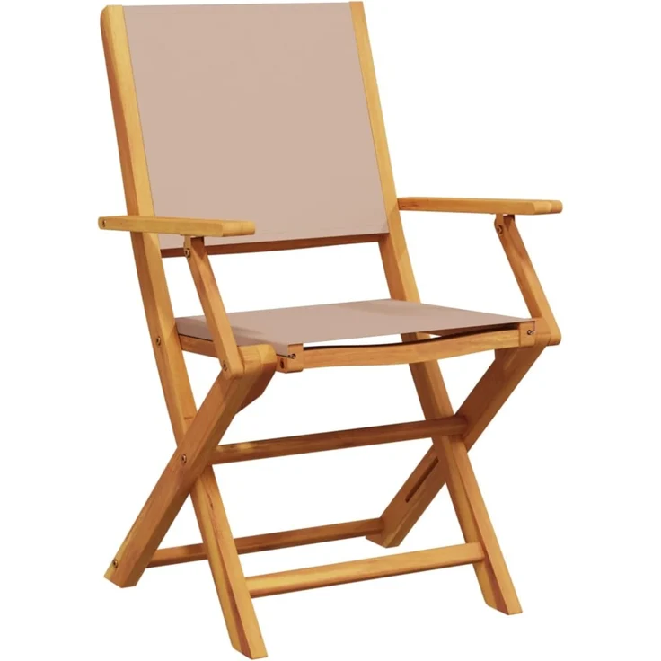 vidaXL Gartenstühle 4 Stk. Klappbar Taupe Stoff und Massivholz 3214580 – Bild 3