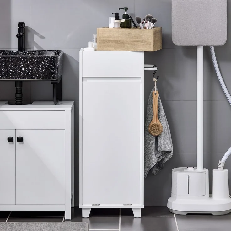 SoBuy BZR159-W Wäscheschrank, MDF, Lackiert, Weiß, 35 x 90 x 27 cm – Bild 10