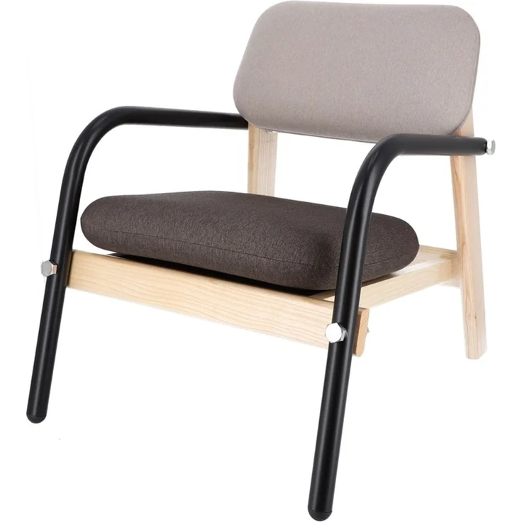 Sessel Billy aus weichem Stoff, Retro Chic Design, schwarz braun beige, eleganter Komfort für Dein Zuhause – Bild 1