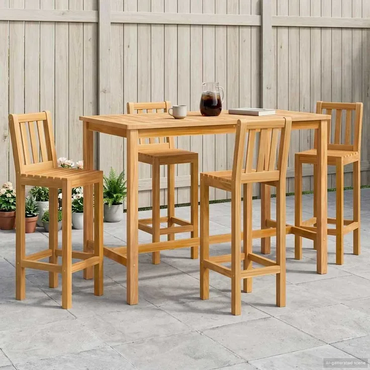 vidaXL Outdoor Bar Set 5 pcs Natur Massivholz Teak 3422501