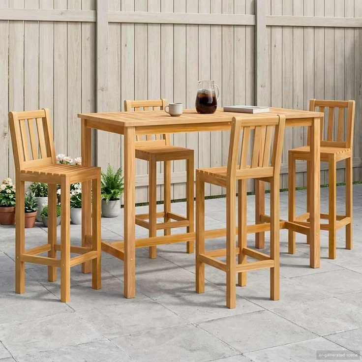 vidaXL Outdoor Bar Set 5 pcs Natur Massivholz Teak 3422501 – Bild 1