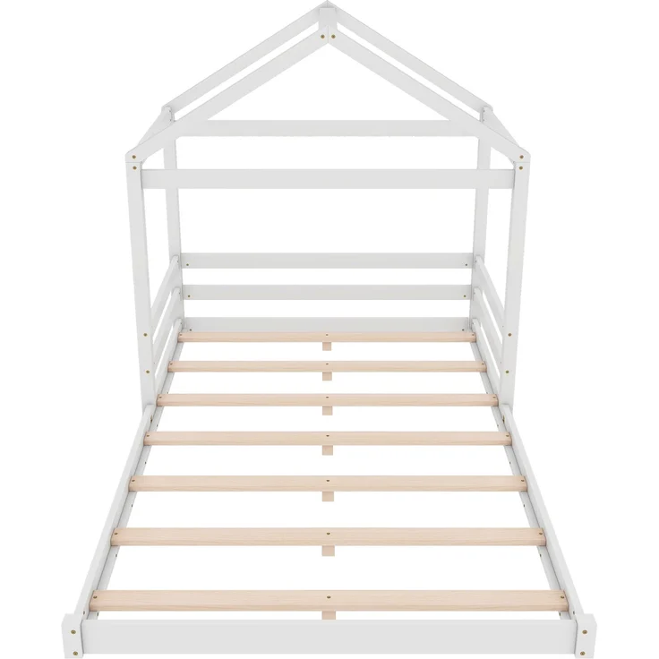 Hausbett 140x200 cm für Kinder, Kinderbett in Hausform mit Lattenrost,modernes Montessori Bett,stabiles Holzhausbett, Weiß – Bild 9