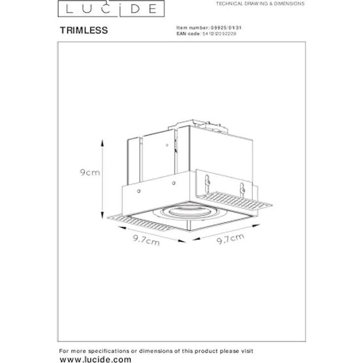 Lucide TRIMLESS, Einbaustrahler 1xGU10, dreh- und kippbar, Aluminium, weiß, geeignet für LED-Lichtquelle – Bild 5