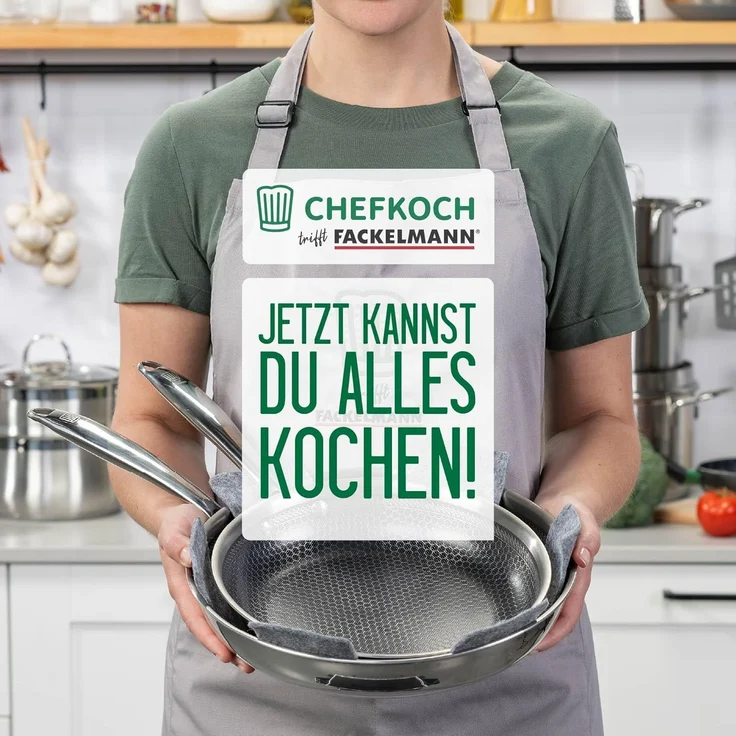 Chefkoch trifft Fackelmann Bratpfanne Tri-Ply, Ø 28 cm, Edelstahl, Induktion/- backofengeeignet – Bild 8