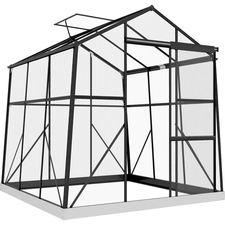 MELAYR, Gewächshaus Treibhaus Frühbeet, wetterbeständig, 192 x 192 x 203 cm, Schwarz – Bild 1