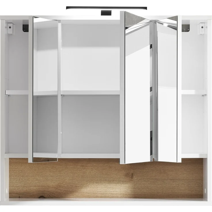 Badezimmerspiegelschrank >Liguria< in Weiß / Evoke Eiche Dekor - 80x72x21cm (BxHxT) – Bild 4