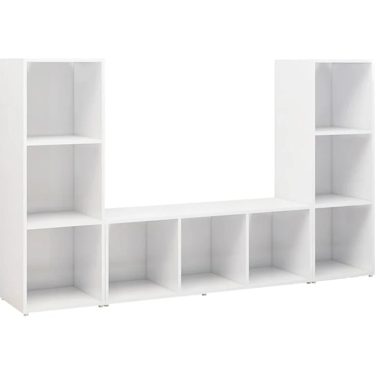 3 pcs TV-Schrank, Fernsehschrank Weiß 107x35x37 cm Holzwerkstoff – Bild 2
