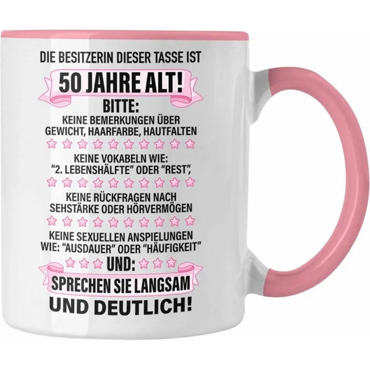Trendation Tasse Trendation - 50. Geburtstag Frauen Tasse Geschenk Geschenkidee 50er Geburtstag Spruch Perfektion Mama Mutter Lustiger Spruch Witzig