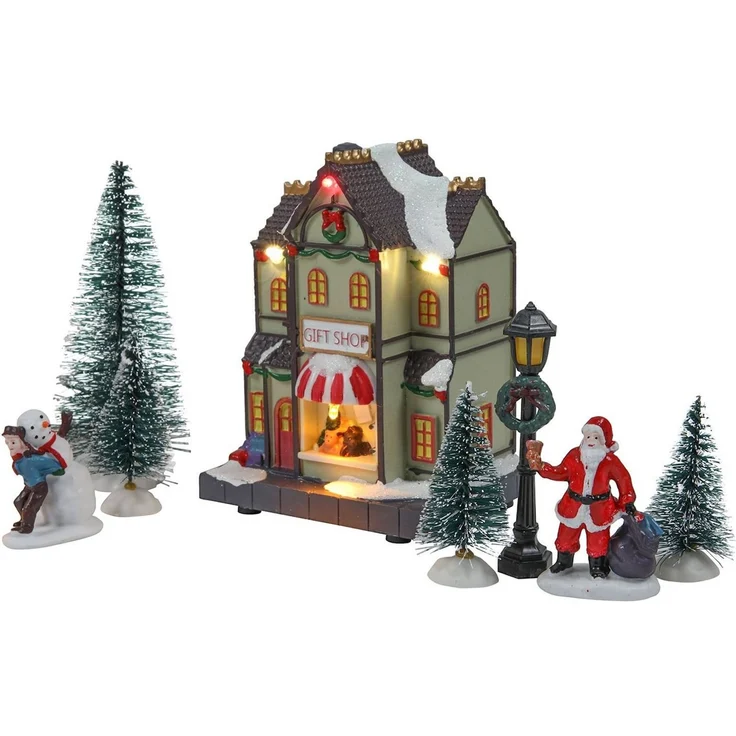 Spetebo Weihnachtsdorf LED Weihnachtsdorf - Set 17-teilig -, Weihnachtsszene mit 9 warmweißen LED - Figuren Häuser Tannen – Bild 4