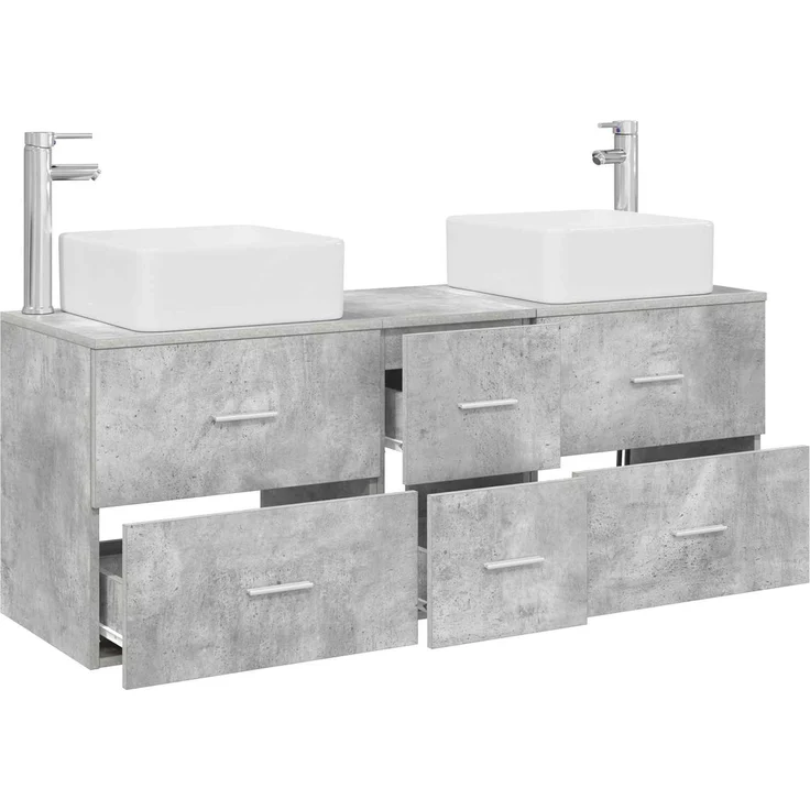 vidaXL Badezimmerschrank-Set 3 stk. Betongrau 129 x 41 x 80 cm 3405830 – Bild 3