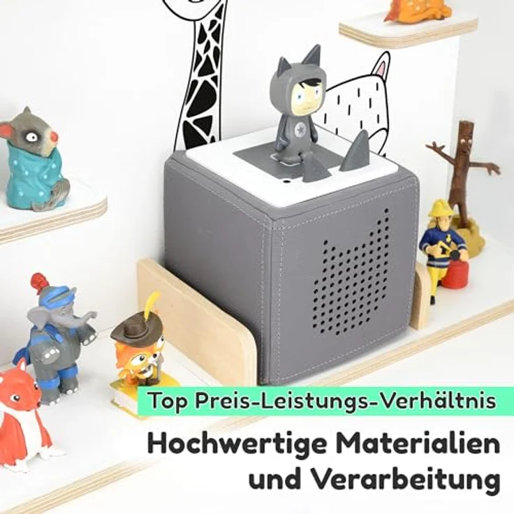 stadtecken Holzregal für Musikbox I Geeignet für die Toniebox und ca. 50 Tonies I Perfekte Tonie Aufbewahrung im Kinderzimmer I Zum Aufstellen oder Aufhängen (Freunde, Groß) – Bild 4